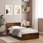 vidaXL Cama con cabecero madera de ingeniería roble ahumado 100x200 cm vidaXL Cama con cabecero madera de ingeniería roble ahumado 100x200 cm