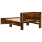 vidaXL Cama con cabecero madera de ingeniería roble ahumado 100x200 cm vidaXL Cama con cabecero madera de ingeniería roble ahumado 100x200 cm