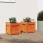 vidaXL Jardineras de exterior 2 uds madera maciza de pino marrón cera vidaXL Jardineras de exterior 2 uds madera maciza de pino marrón cera