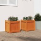 vidaXL Jardineras de exterior 2 uds madera maciza de pino marrón cera vidaXL Jardineras de exterior 2 uds madera maciza de pino marrón cera