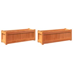 vidaXL Jardineras de exterior 2 uds madera maciza de pino marrón cera
