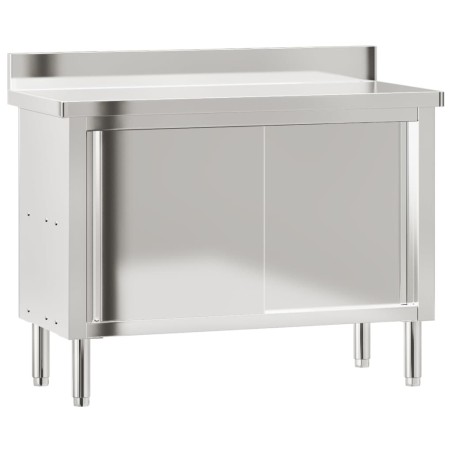 vidaXL Mesa de trabajo de cocina puertas correderas acero inoxidable