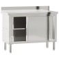 vidaXL Mesa de trabajo de cocina puertas correderas acero inoxidable