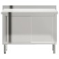 vidaXL Mesa de trabajo de cocina puertas correderas acero inoxidable