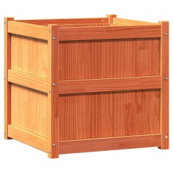 vidaXL Jardinera exterior madera maciza pino marrón cera 60x60x60 cm