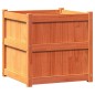 vidaXL Jardinera exterior madera maciza pino marrón cera 60x60x60 cm