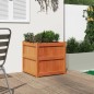 vidaXL Jardinera exterior madera maciza pino marrón cera 60x60x60 cm