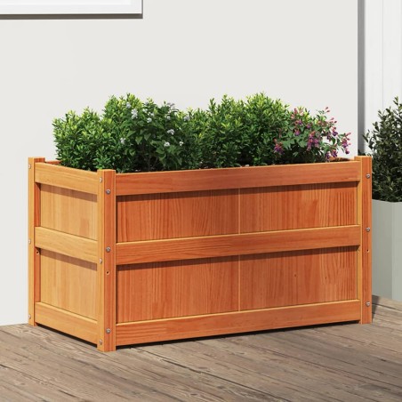 vidaXL Jardinera exterior madera maciza pino marrón cera 90x50x50 cm