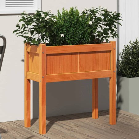 vidaXL Jardinera con patas madera maciza pino marrón cera 70x31x70 cm