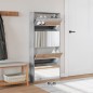 vidaXL Mueble zapatero con espejo 4 niveles gris hormigón 63x17x134 cm vidaXL Mueble zapatero con espejo 4 niveles gris hormigón 63x17x134 cm