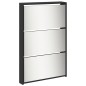 vidaXL Mueble zapatero con espejo 5 niveles negro 63x17x169,5 cm vidaXL Mueble zapatero con espejo 5 niveles negro 63x17x169,5 cm