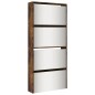 vidaXL Mueble zapatero con espejo 4 niveles roble ahumado 63x17x134 cm vidaXL Mueble zapatero con espejo 4 niveles roble ahumado 63x17x134 cm