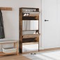 vidaXL Mueble zapatero con espejo 4 niveles roble ahumado 63x17x134 cm vidaXL Mueble zapatero con espejo 4 niveles roble ahumado 63x17x134 cm