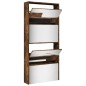 vidaXL Mueble zapatero con espejo 4 niveles roble ahumado 63x17x134 cm vidaXL Mueble zapatero con espejo 4 niveles roble ahumado 63x17x134 cm