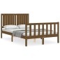 vidaXL Estructura de cama matrimonio con cabecero madera marrón miel vidaXL Estructura de cama matrimonio con cabecero madera marrón miel
