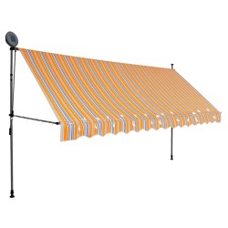 vidaXL Toldo retráctil manual con LED amarillo y azul 400 cm