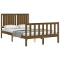 vidaXL Estructura de cama matrimonio con cabecero madera marrón miel vidaXL Estructura de cama matrimonio con cabecero madera marrón miel