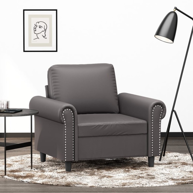 vidaXL Sillón cuero sintético gris 60 cm vidaXL Sillón cuero sintético gris 60 cm