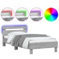 vidaXL Estructura de cama cabecero luces LED gris Sonoma 100x200 cm vidaXL Estructura de cama cabecero luces LED gris Sonoma 100x200 cm