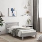 vidaXL Estructura de cama cabecero luces LED gris Sonoma 100x200 cm vidaXL Estructura de cama cabecero luces LED gris Sonoma 100x200 cm