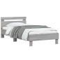vidaXL Estructura de cama cabecero luces LED gris Sonoma 100x200 cm vidaXL Estructura de cama cabecero luces LED gris Sonoma 100x200 cm