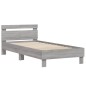 vidaXL Estructura de cama cabecero luces LED gris Sonoma 100x200 cm vidaXL Estructura de cama cabecero luces LED gris Sonoma 100x200 cm
