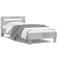 vidaXL Estructura de cama cabecero luces LED gris hormigón 100x200 cm vidaXL Estructura de cama cabecero luces LED gris hormigón 100x200 cm