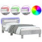 vidaXL Estructura de cama cabecero luces LED gris hormigón 100x200 cm vidaXL Estructura de cama cabecero luces LED gris hormigón 100x200 cm