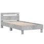 vidaXL Estructura de cama cabecero luces LED gris hormigón 100x200 cm vidaXL Estructura de cama cabecero luces LED gris hormigón 100x200 cm