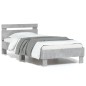 vidaXL Estructura de cama cabecero luces LED gris hormigón 75x190 cm vidaXL Estructura de cama cabecero luces LED gris hormigón 75x190 cm