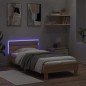 vidaXL Estructura de cama cabecero luces LED roble Sonoma 90x190 cm vidaXL Estructura de cama cabecero luces LED roble Sonoma 90x190 cm