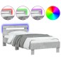 vidaXL Estructura de cama cabecero luces LED gris hormigón 90x200 cm vidaXL Estructura de cama cabecero luces LED gris hormigón 90x200 cm