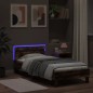 vidaXL Estructura de cama cabecero luces LED roble ahumado 90x190 cm vidaXL Estructura de cama cabecero luces LED roble ahumado 90x190 cm