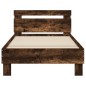 vidaXL Estructura de cama cabecero luces LED roble ahumado 90x190 cm vidaXL Estructura de cama cabecero luces LED roble ahumado 90x190 cm