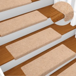 vidaXL Alfombrillas de escalera 5 unidades marrón 65x21x4 cm