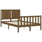 vidaXL Estructura de cama matrimonio con cabecero madera marrón miel vidaXL Estructura de cama matrimonio con cabecero madera marrón miel
