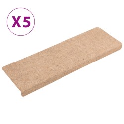 vidaXL Alfombrillas de escalera 5 unidades marrón 65x21x4 cm