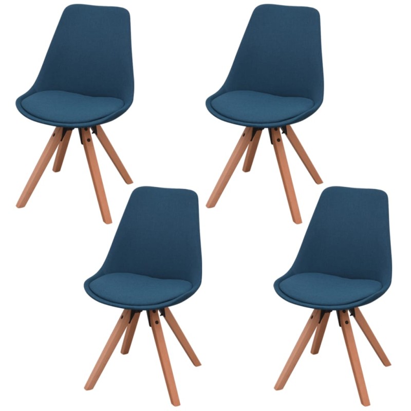 vidaXL Sillas de comedor 4 unidades tela azul vidaXL Sillas de comedor 4 unidades tela azul