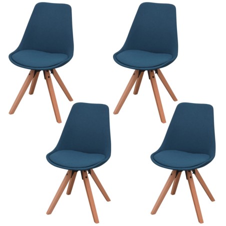 vidaXL Sillas de comedor 4 unidades tela azul