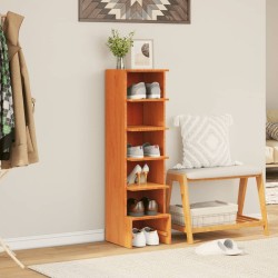 vidaXL Mueble zapatero madera maciza de pino marrón cera 28x30x104 cm