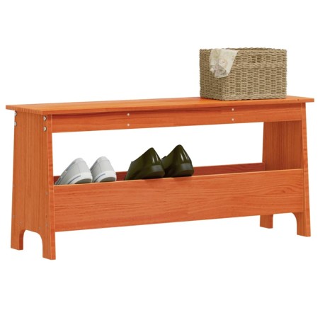 vidaXL Banco de recibidor madera maciza pino marrón cera 100x28x45 cm