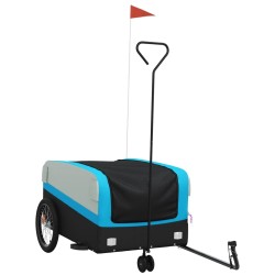 vidaXL Remolque para bicicleta hierro negro y azul 45 kg