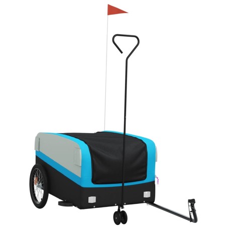 vidaXL Remolque para bicicleta hierro negro y azul 45 kg