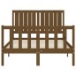 vidaXL Estructura de cama matrimonio con cabecero madera marrón miel vidaXL Estructura de cama matrimonio con cabecero madera marrón miel