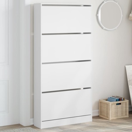 vidaXL Mueble zapatero con 4 cajones abatibles blanco 80x21x163,5 cm