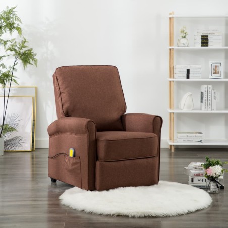 vidaXL Sillón de masaje eléctrico tela marrón