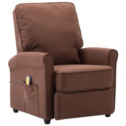 vidaXL Sillón de masaje eléctrico tela marrón