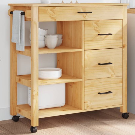 vidaXL Carrito de cocina MONZA madera maciza de pino 84x40x90 cm