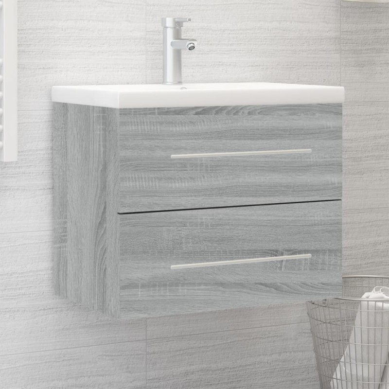 vidaXL Mueble de baño con lavabo madera contrachapada gris Sonoma vidaXL Mueble de baño con lavabo madera contrachapada gris Sonoma
