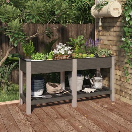 vidaXL Arriate de jardín con estante WPC gris 150x50x75 cm